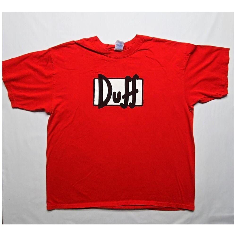 Vintage Duff Beer Shirt The Simpson Graphic Red Mens XL Cartoon Tee 2000s Y2K